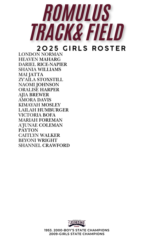 2025 Girls Track & Field Roster