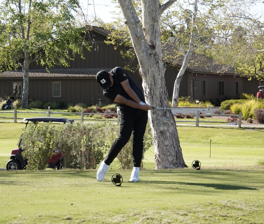 Lucas with his opening round tee shot.