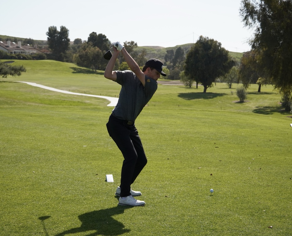 Finn teeing off on hole 2.