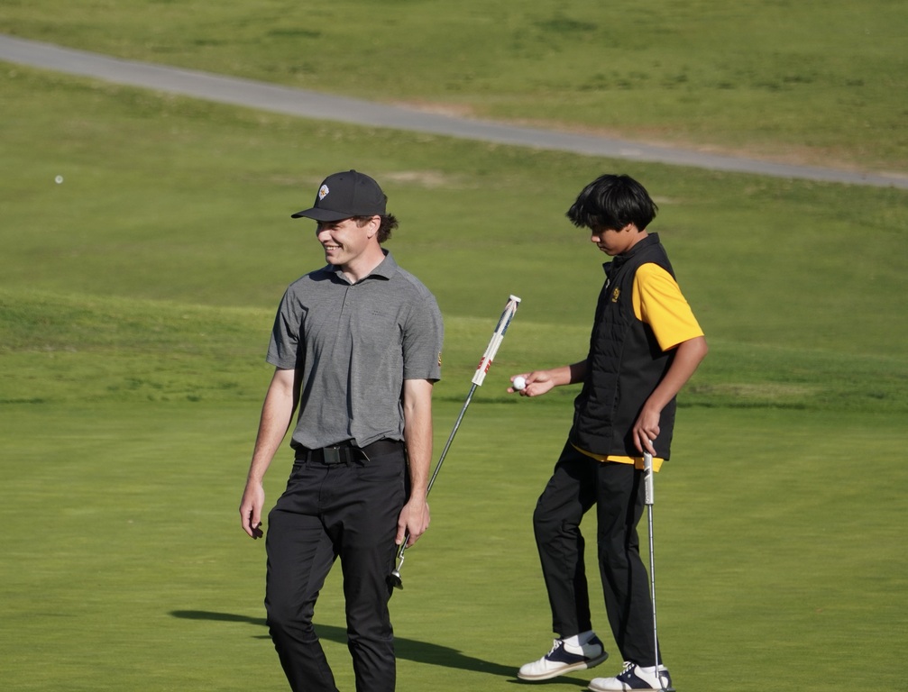 Adam Rusin with a big smile after making a birdie on hole 6.