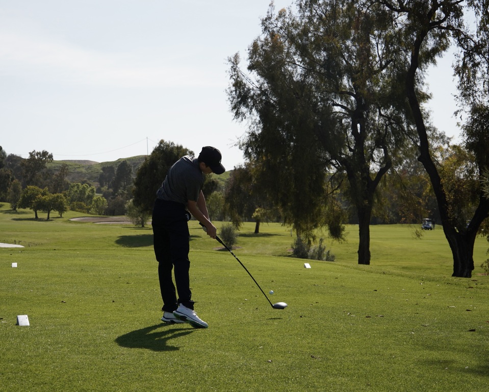 Jase with his tee shot on the 2nd hole of the round.