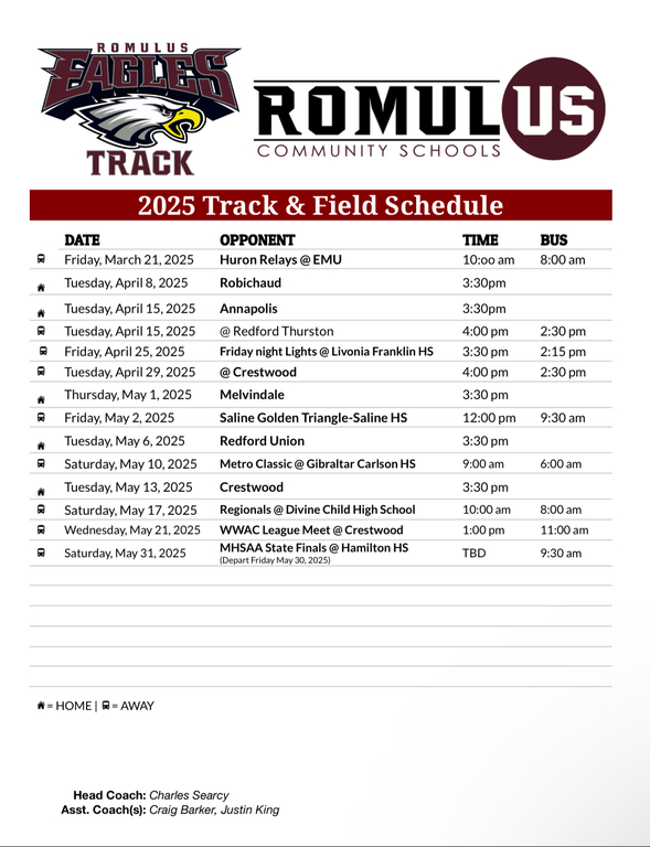 Updated season schedule