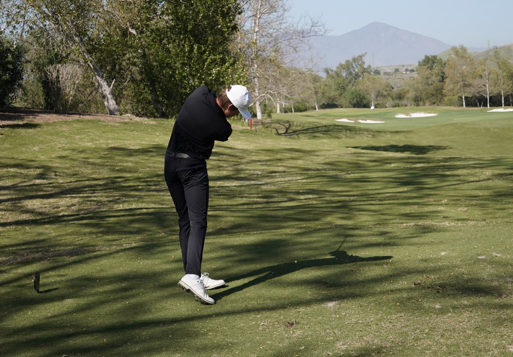 Gianni Floriani with his opening round tee shot.