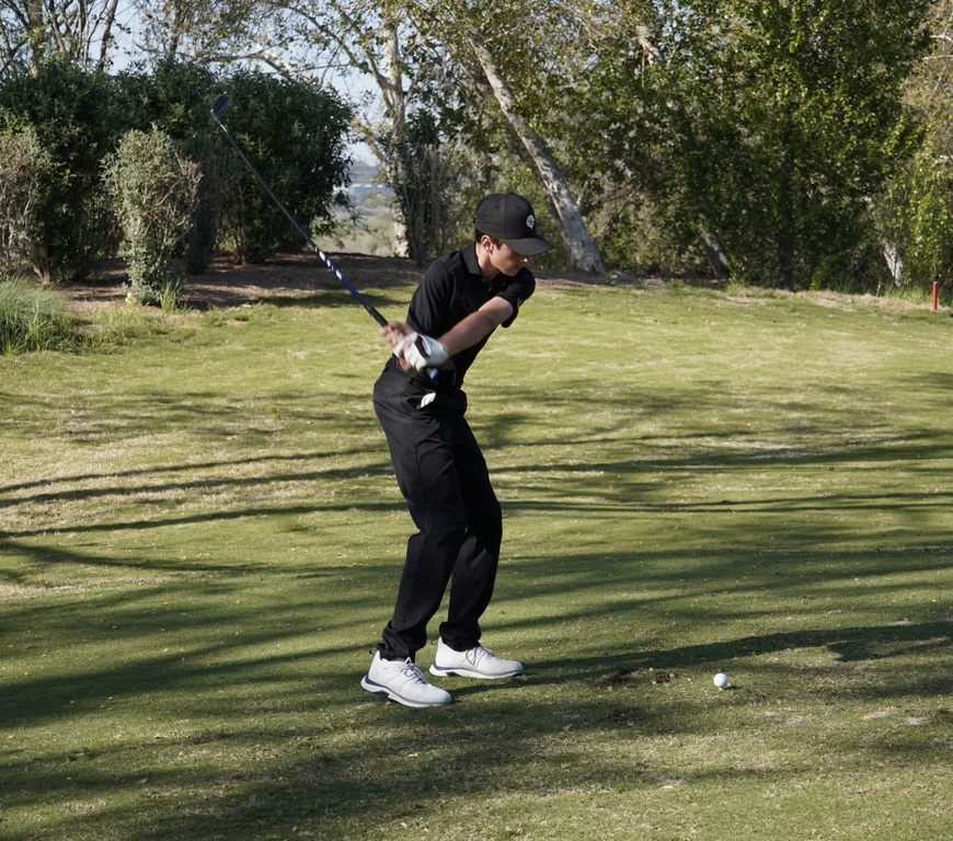 Jase Johnston with his opening round tee shot.