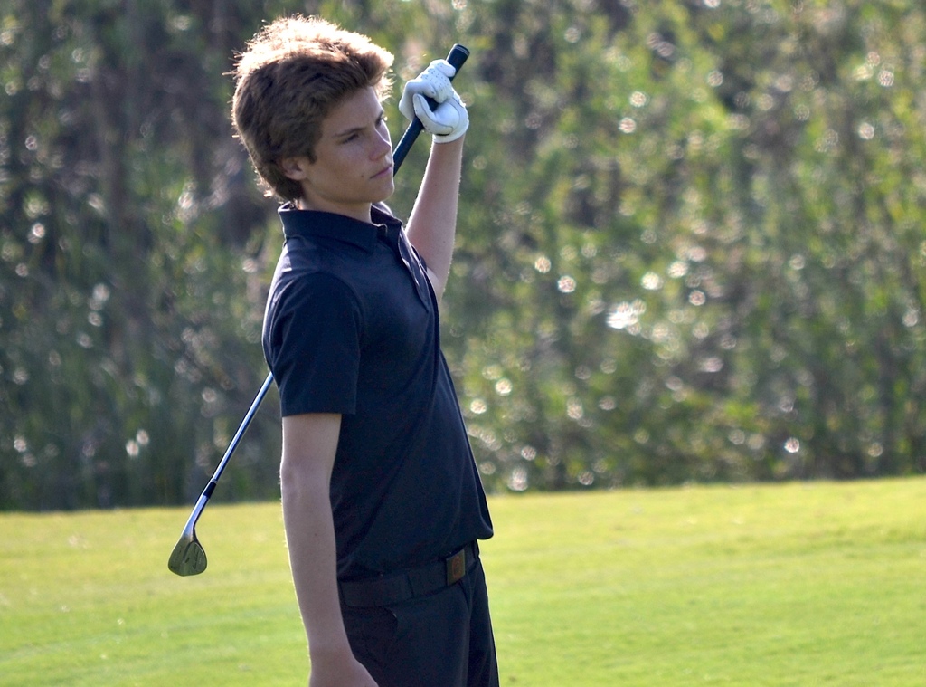 Nathan watching his shot go in.