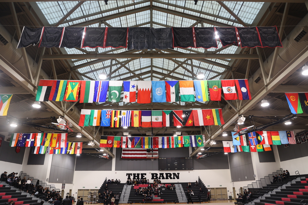 2024 THSMUN Flag Set-Up in the Pavilion