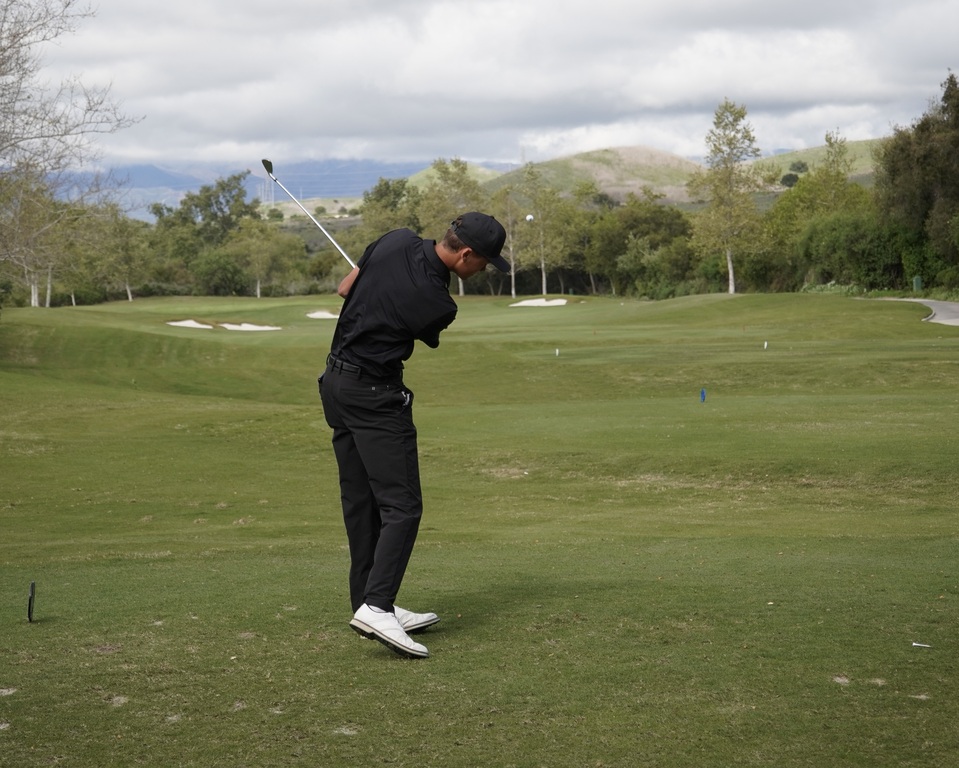 Hollan with his opening round tee shot.