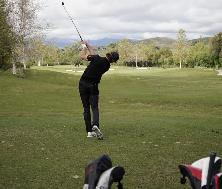 Adam on the tee box of hole 1.