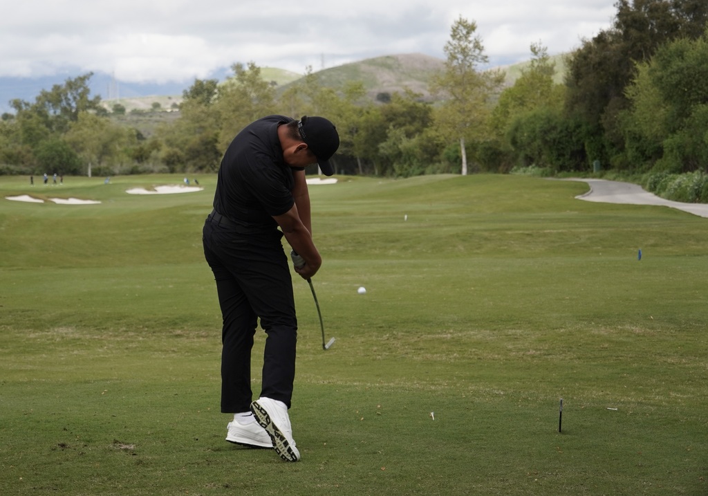 Lucas Li on the first tee.