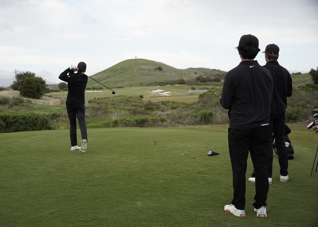 Finn on the final tee box of the round.