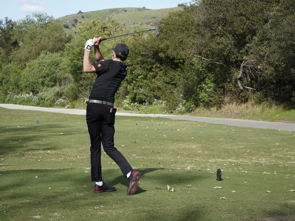 Hunter with his opening round tee shot.