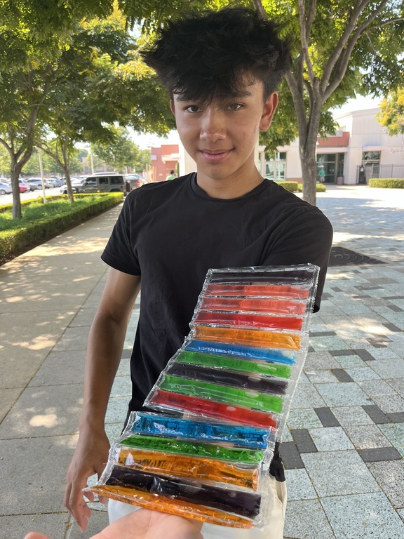 MUN Student Remy Thomas Vo keeping track of his otter pops.