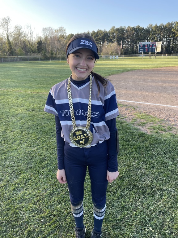 1 of 2 player of the game. She had two diving catches and two base hits!!