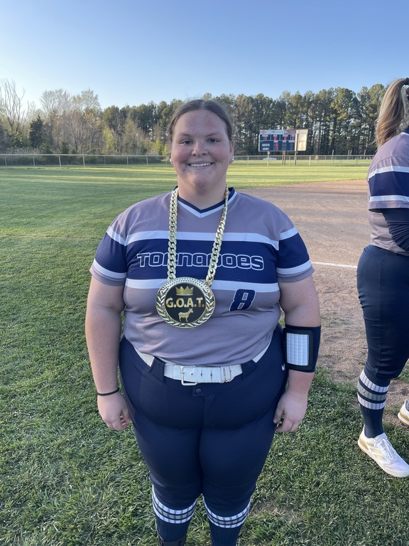 The second player of the game! She threw an amazing game and hit a solo home run!