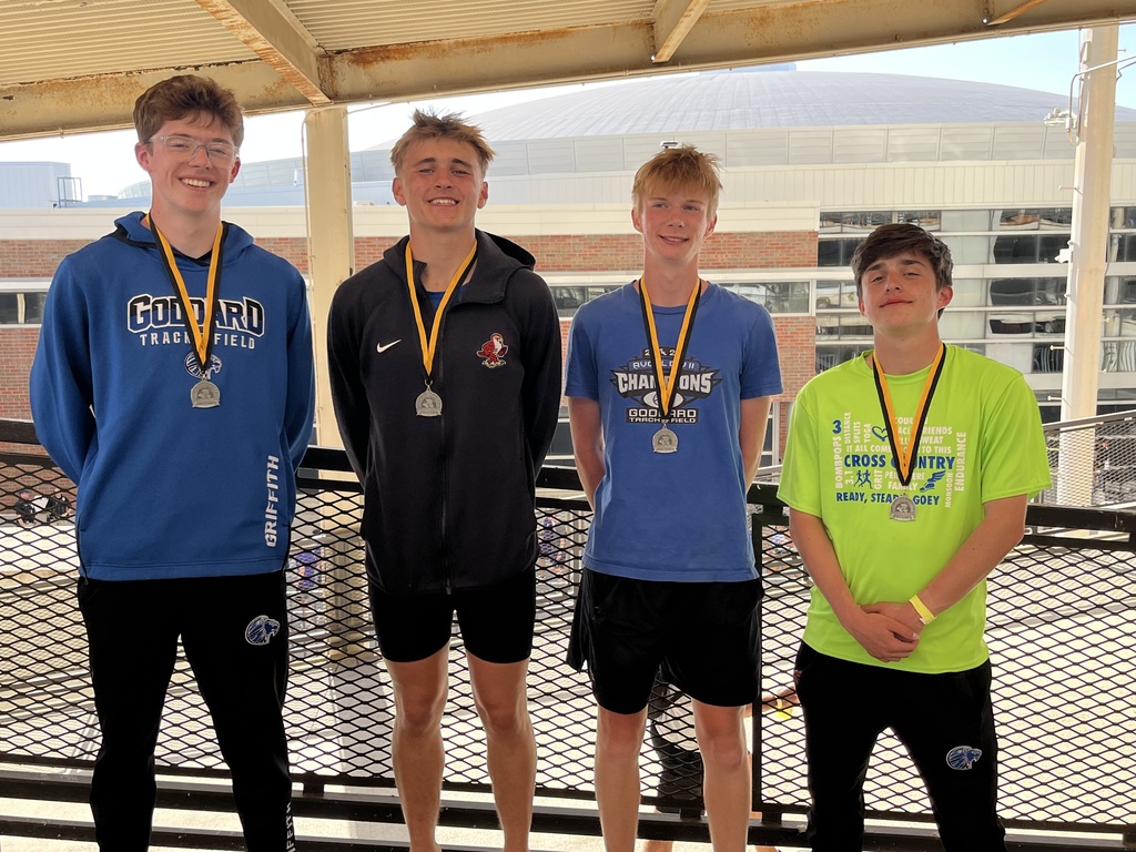 Boys 4x800m Relay of Nathan Lewis, Harlan Harkman, Lawson Davis & Luke Griffith finish in 2nd Place at the WSU Shocker Pre State Meet on Friday.