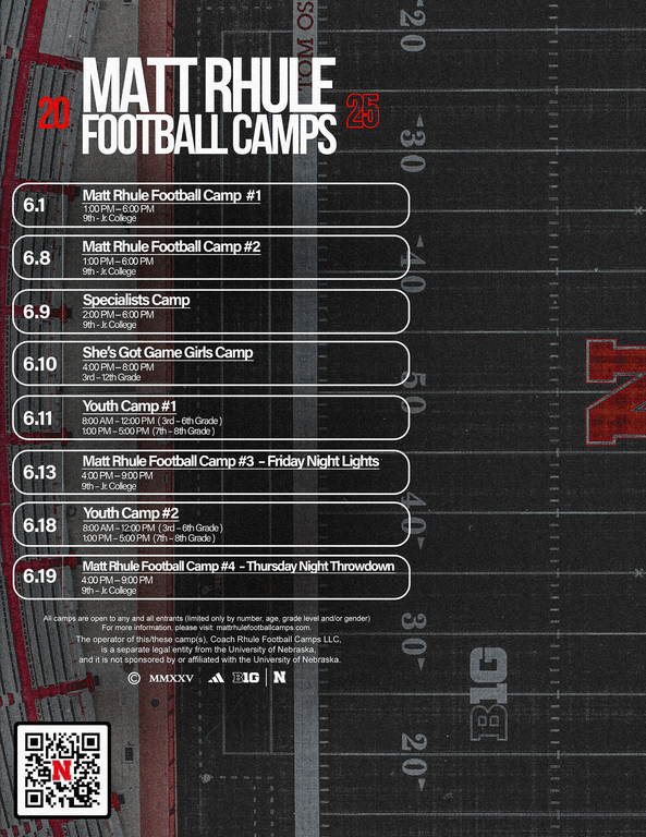 Nebraska camp dates