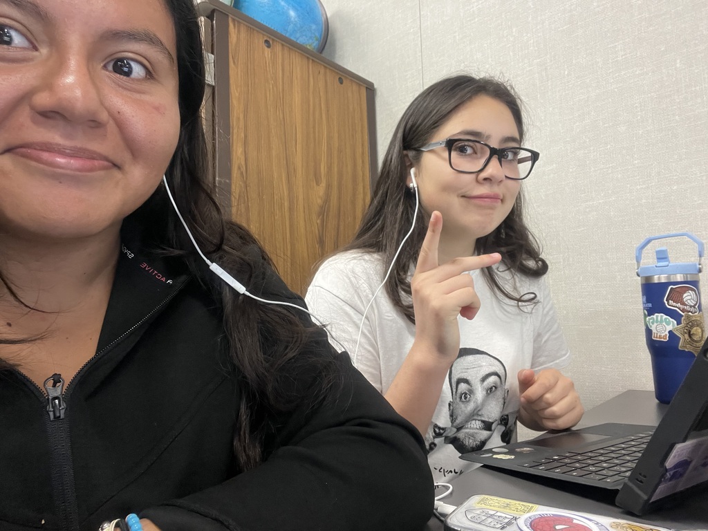 Me and Sofi working on our political parties presentation!