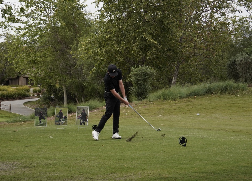 Liam McNamara with his final first tee shot of the round.  This is Liam's 4th year playing Varsity golf and his final home round match.