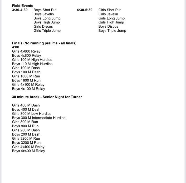 JV meet schedule for tomorrow