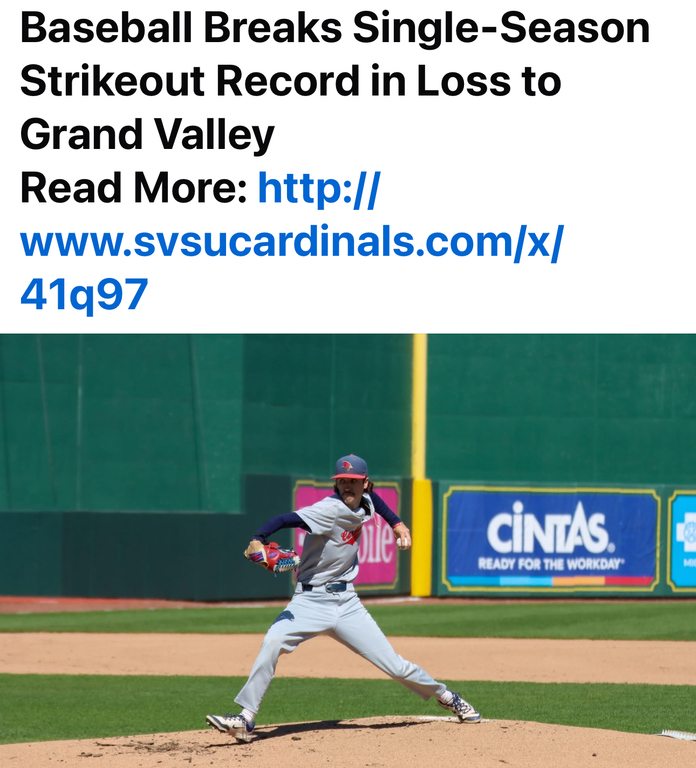 Single season strikeout record goes down!
 http://www.svsucardinals.com/x/41q97