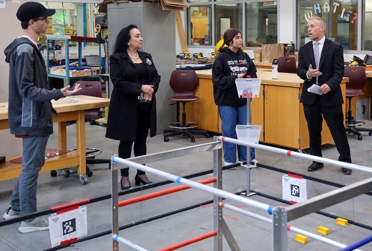 Last Thursday, The  NYS Education Commissioner Dr. Rosa and her colleagues came to the High School to have a tour of the educational opportunities provided to BH-BL students. They ended up coming to our robotics room where we showed them our working space