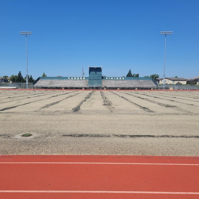 VANDEN FOOTBALL FIELD UPDATE , NEW TURF FOR THE CHAMPIONSHIP STADIUM 6 / 10 / 2025  THE OLD TURF WAS 13 YEARS OLD.