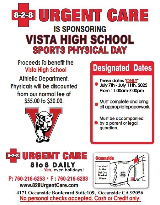 Save the Date: 8-2-8 Urgent Care Discounted Physical Event is ONE Month Away!  Get your sports clearance done early!