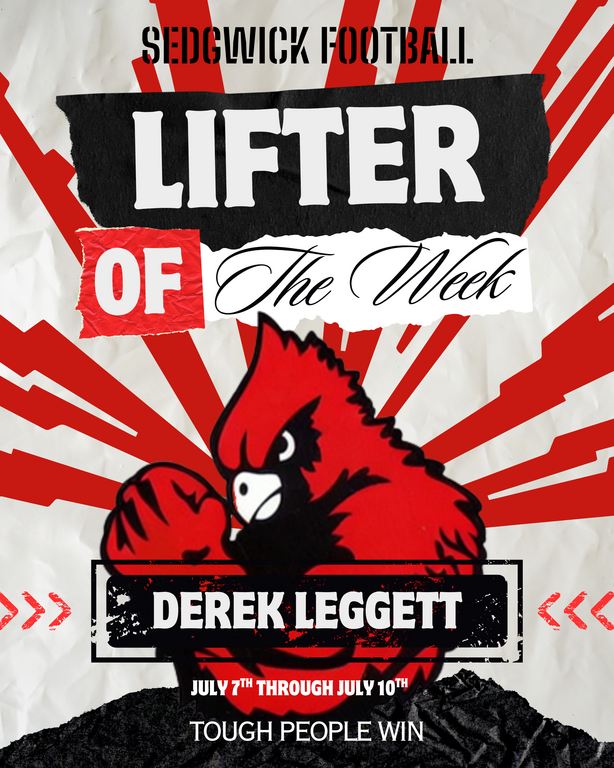 Derek has been putting in a ton of work this summer and it is paying off! Congrats to our Lifter of the Week!!!