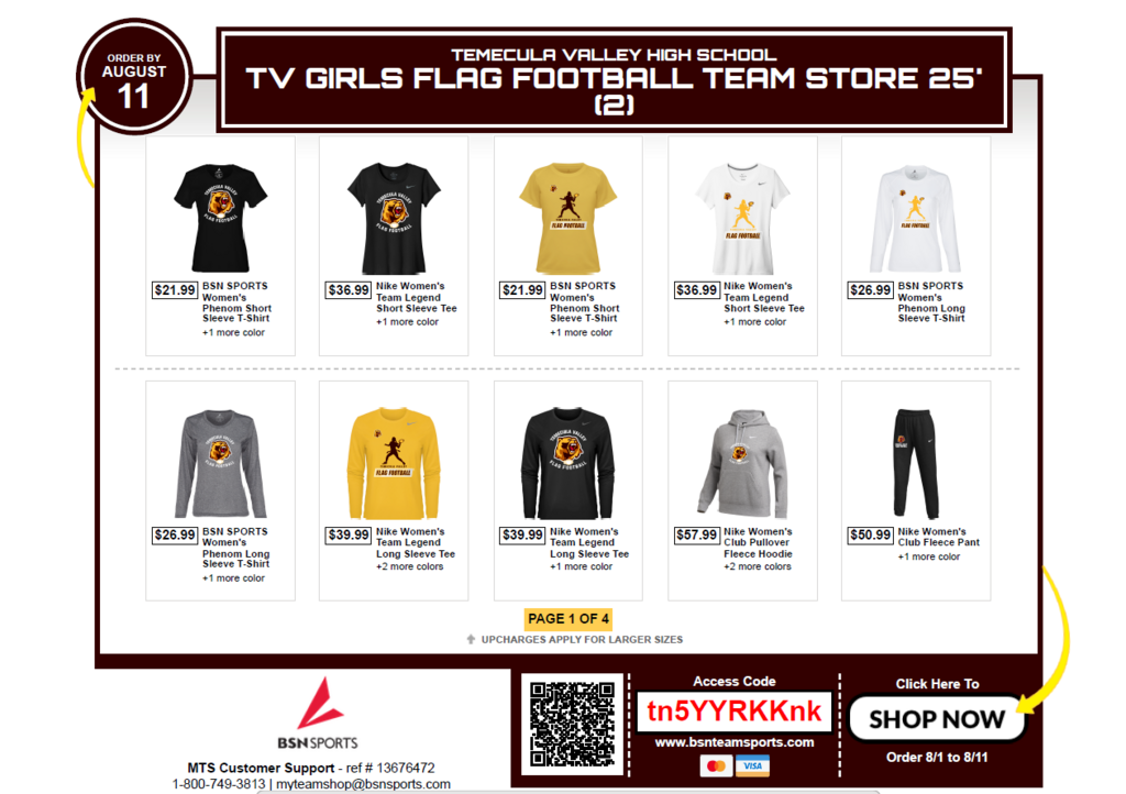 Hello Team, We have the store back online.  its time to get your orders in.  https://mandrillapp.com/track/click/30837889/bsnteamsports.com?p=eyJzIjoiakZXRTJiVWRxYXdsWXlaU3d3YXcxd3l4WEVVIiwidiI6MiwicCI6IntcInVcIjozMDgzNzg4OSxcInZcIjoyLFwidXJsXCI6XCJodHRwc