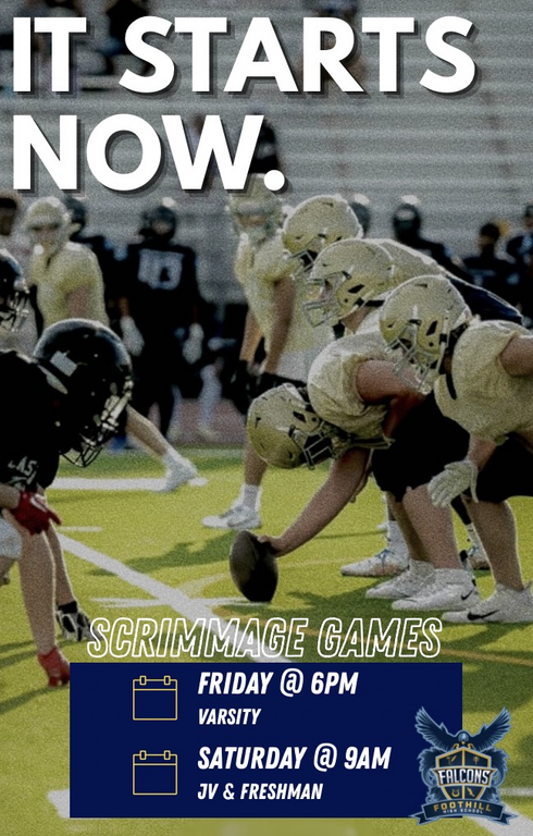 Our first scrimmage games are this Friday 8/8 (Varsity) at 6pm and Saturday 8/9 (JV + Freshman) at 9am! Come support our boys!