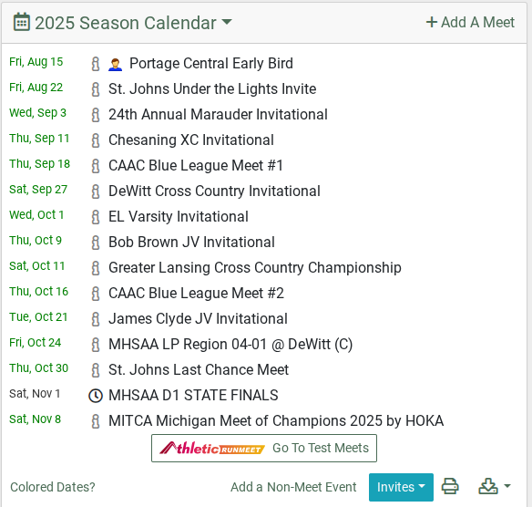 HOLT RAMS CROSS COUNTRY SCHEDULE - 2025