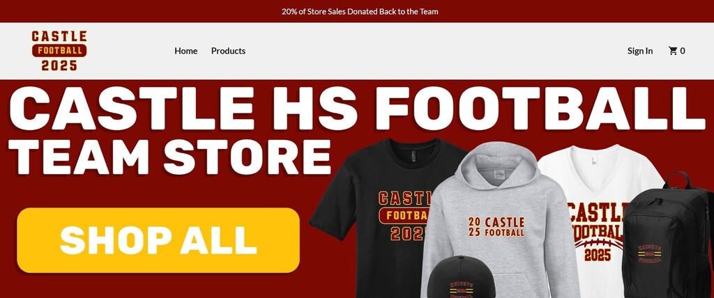 Here is the link to our 2025 Castle Football Booster Store. Send to Friends and Family.

https://stores.blastteamgear.com/CHSF365HI/shop/home