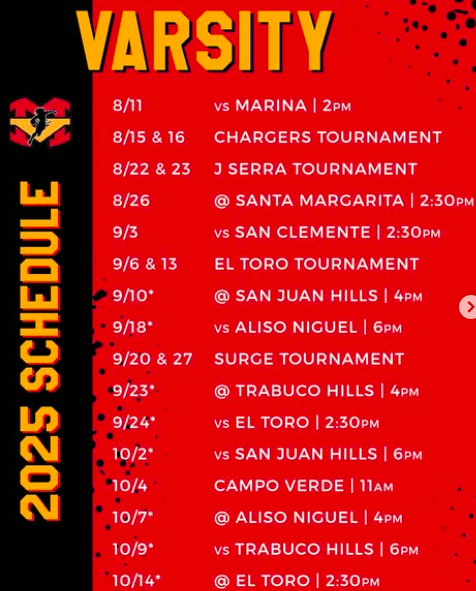 Varsity Season...Check the schedule, circle the dates, and pull up.
