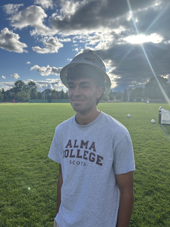 Game 4 (Alma Tourney)  Varsity Hard Hat winner Senior Captain Pierce Acles had a dynamic & skilled performance vs Ludington including a beauty free kick tally in a 1-1 draw.   Wtg Captain!