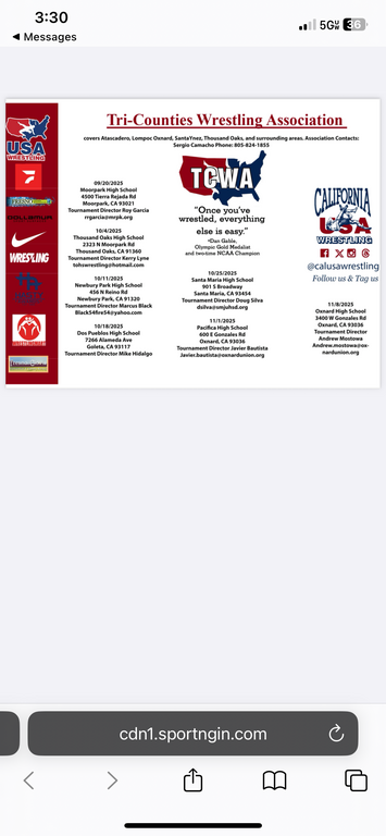 TCWA Fall Schedule