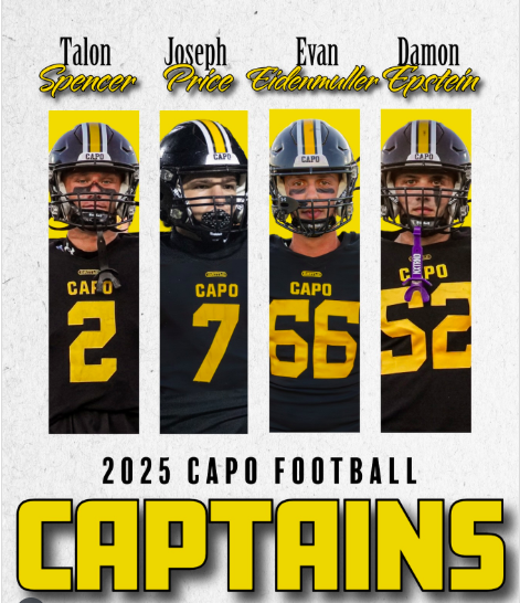 Introducing your Varsity Captains for the 2025 season!

Talon Spencer - Junior, QB
Joseph Price - Senior, LB
Evan Eidenmuller - Senior, OL/DL
Damon Epstein - Senior, OL/DL