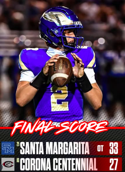 RANKINGS RUMBLE 👀🔥 Santa Margarita knocks off Corona Centennial in OT 33-27.