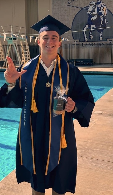 Captain Paul Rasoumoff earns his degree Bachelor of Science in Chemical Engineering From the Cal Baptist! Way to go Paul; super proud of your accomplishments in the pool and in the classroom.