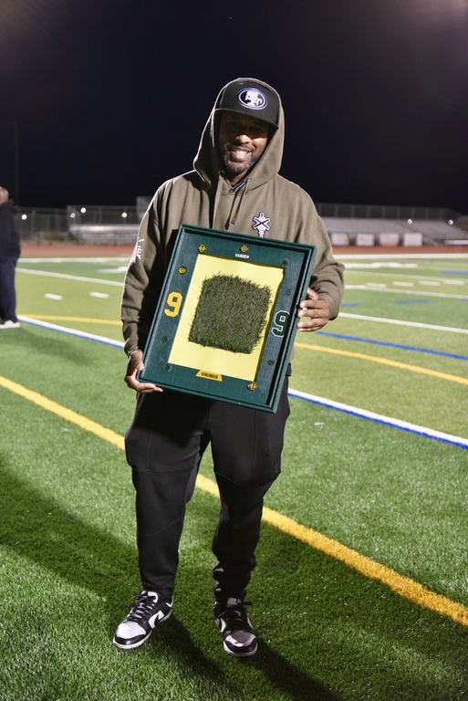 DANIEL HUGHES , 9 / 9  IS A VERY SPECIAL FOR THE HUGHES FAMILY & VANDEN HIGH SCHOOL. TODAY WE PRESENTED MR. DEJON HUGHES A PIECE OF THE OLD CHAMPIONSHIP TURF. WHERE DANIEL PLAYED , IN HIS HOROR. THANK YOU ALL PAPA JOE & CHULA DIANA .