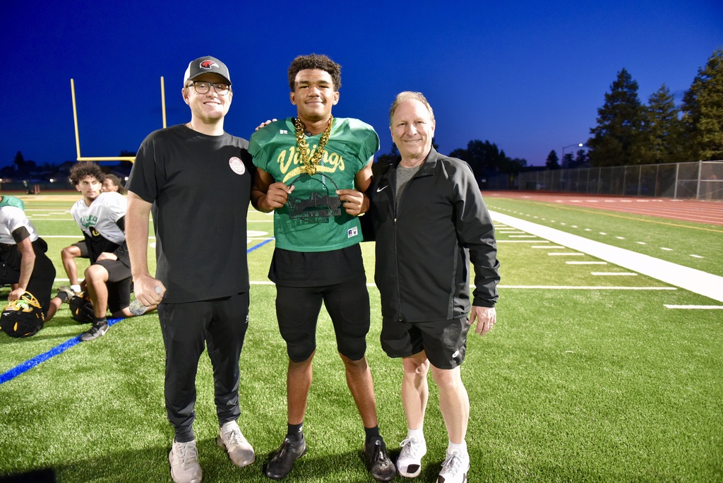 THE VANDEN VIKINGS RECIVE A TEAM AWARD FOR TEAM OF THE WEEK IN FOOTBALL HIGH SCHOOL , IN ALL OF Northern California . BY WEST COAST PREP. CONGRATULATION.