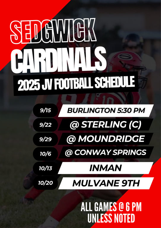 Here is an updated JV Schedule as it stands right now. We will be playing Mulvane's freshmen team on October 20th tentatively at home. I have also input all of these in our schedule for everyone to access.