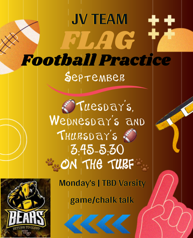 Hi girls, wanted to let you know that there is no practice tomorrow 8/15. But the varsity team has their game at 6-6:45 at Chaparral and could use some sideline Hype/Help
Practices resume on Tuesday