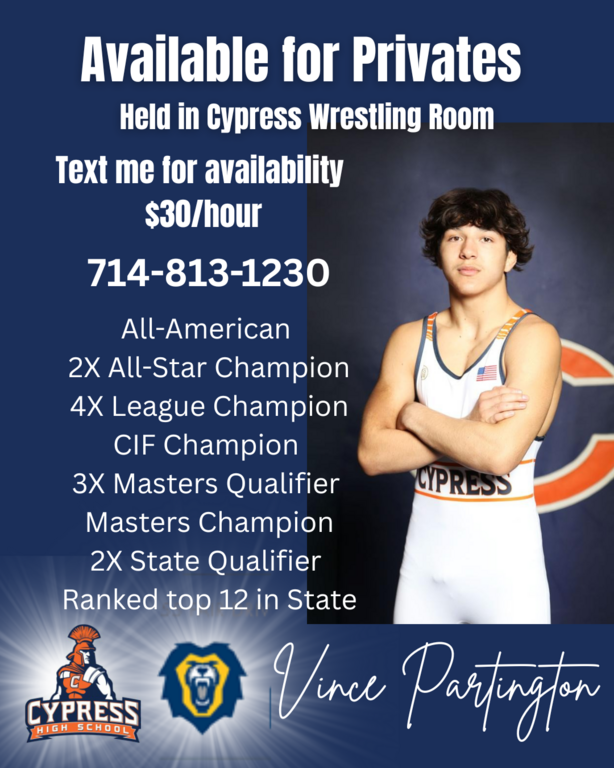Vince is offering one on one privates on the weekends. Text him to schedule!