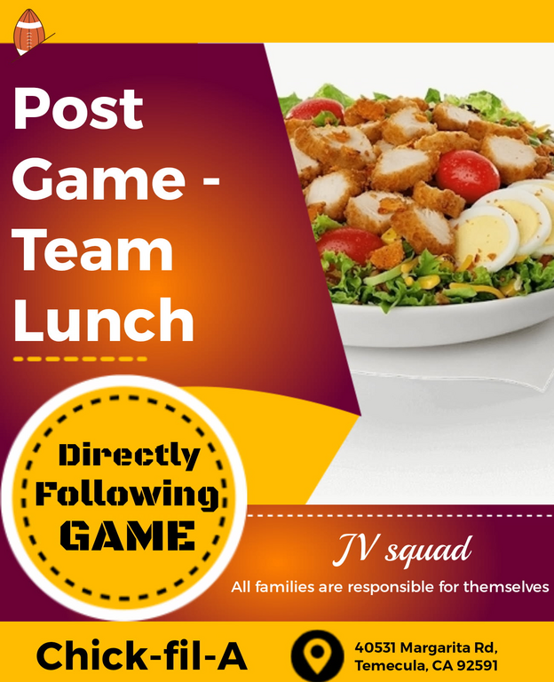 Saturday after our game, Chick-fil-A for lunch/ team  bonding!!*Girls that attend don't do conditioning next week (Tuesday)