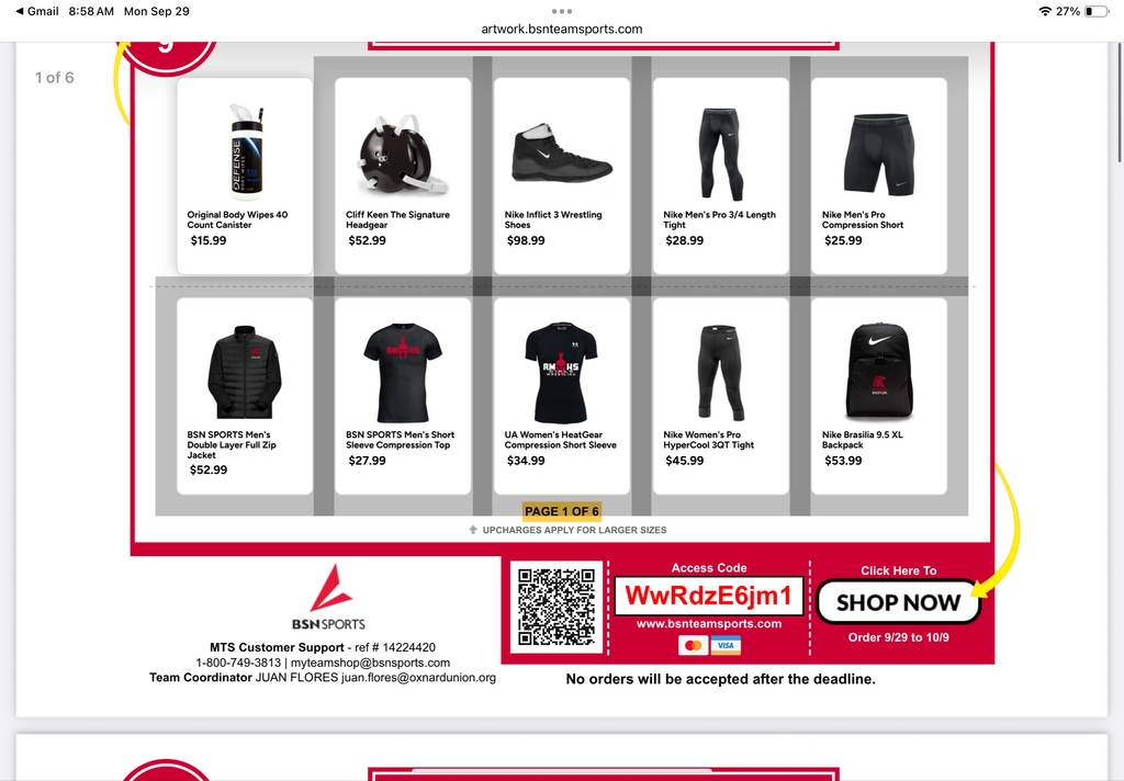 Team store is now open.  QR code is at bottom.