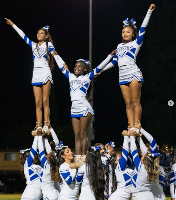 Western Varsity Cheer at Westerns Football game against La Mirada
