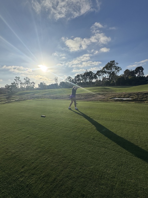 Dylan hitting a great drive on hole 8