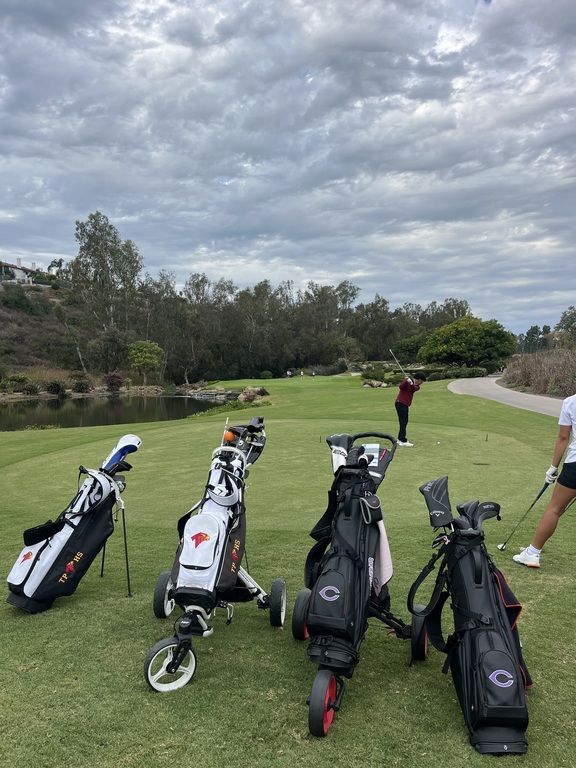 Karrington getting ready on Hole 3 @ Aviara-
105 yard par 3