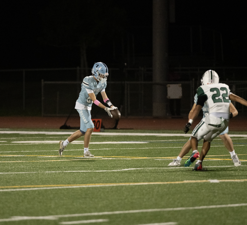 #81 Varsity Punter Trevor Pattock gets off the punt for the Trojans.   For more great photos of this game and season visit: https://unifootballboosters.smugmug.com/20252026-UNI-TROJANS-FOOTBALL/Varsity
