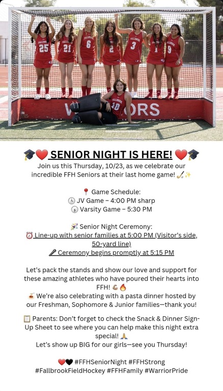 Senior Night Instructions